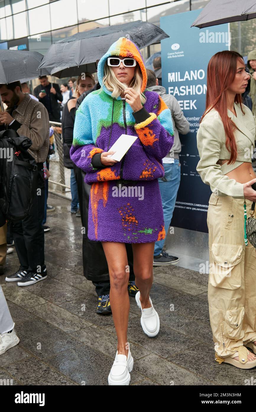 Candela Pelizza street style outfit before Sport Max fashion show during  Milano fashion week fall/winter 2021/202 collections Stock Photo - Alamy