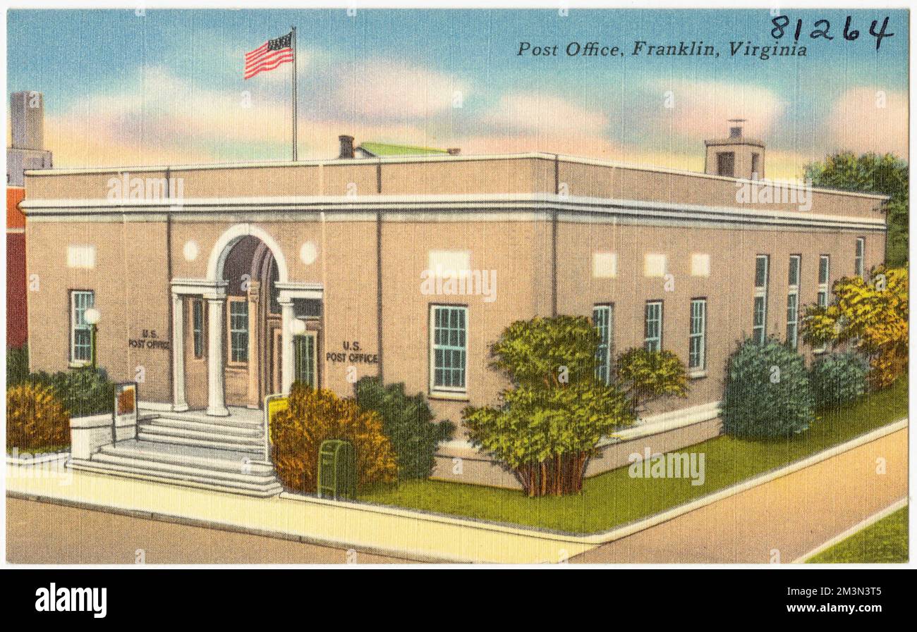 Post office, Franklin, Virginia , Post offices, Tichnor Brothers