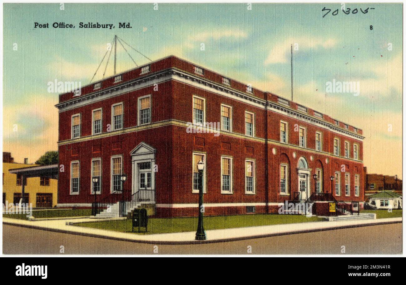 Post office, Salisbury, Md. , Post offices, Tichnor Brothers Collection, postcards of the United