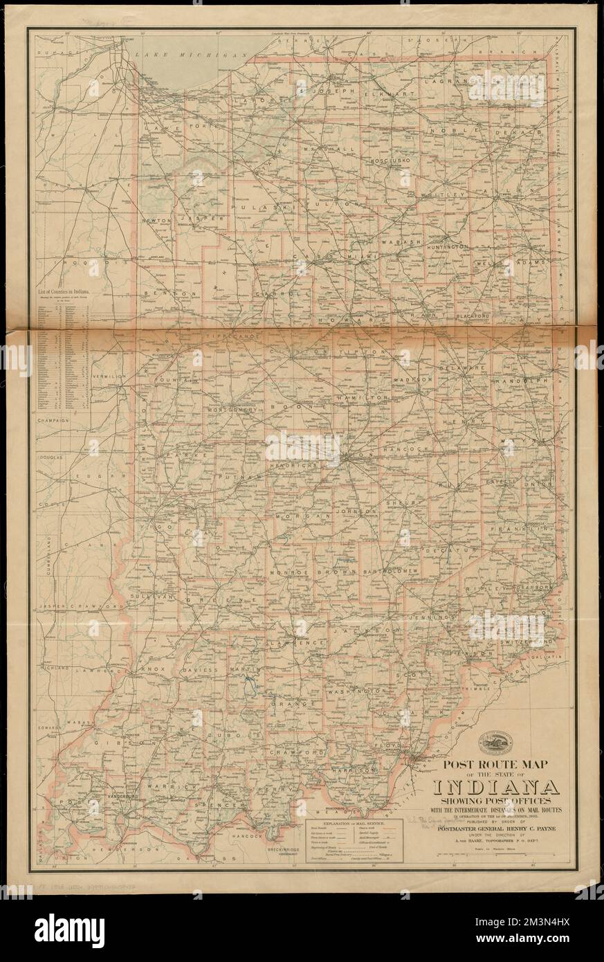 Post route map of the state of - Post Route Map Of The State Of Indiana Showing Post Offices With The Intermediate Distances On Mail Routes In Operation On The 1st Of December 1903 Counties Indiana Maps Postal Service Indiana Maps Railroads Indiana Maps Indiana Maps Norman B Leventhal Map Center Collection 2M3N4HX 