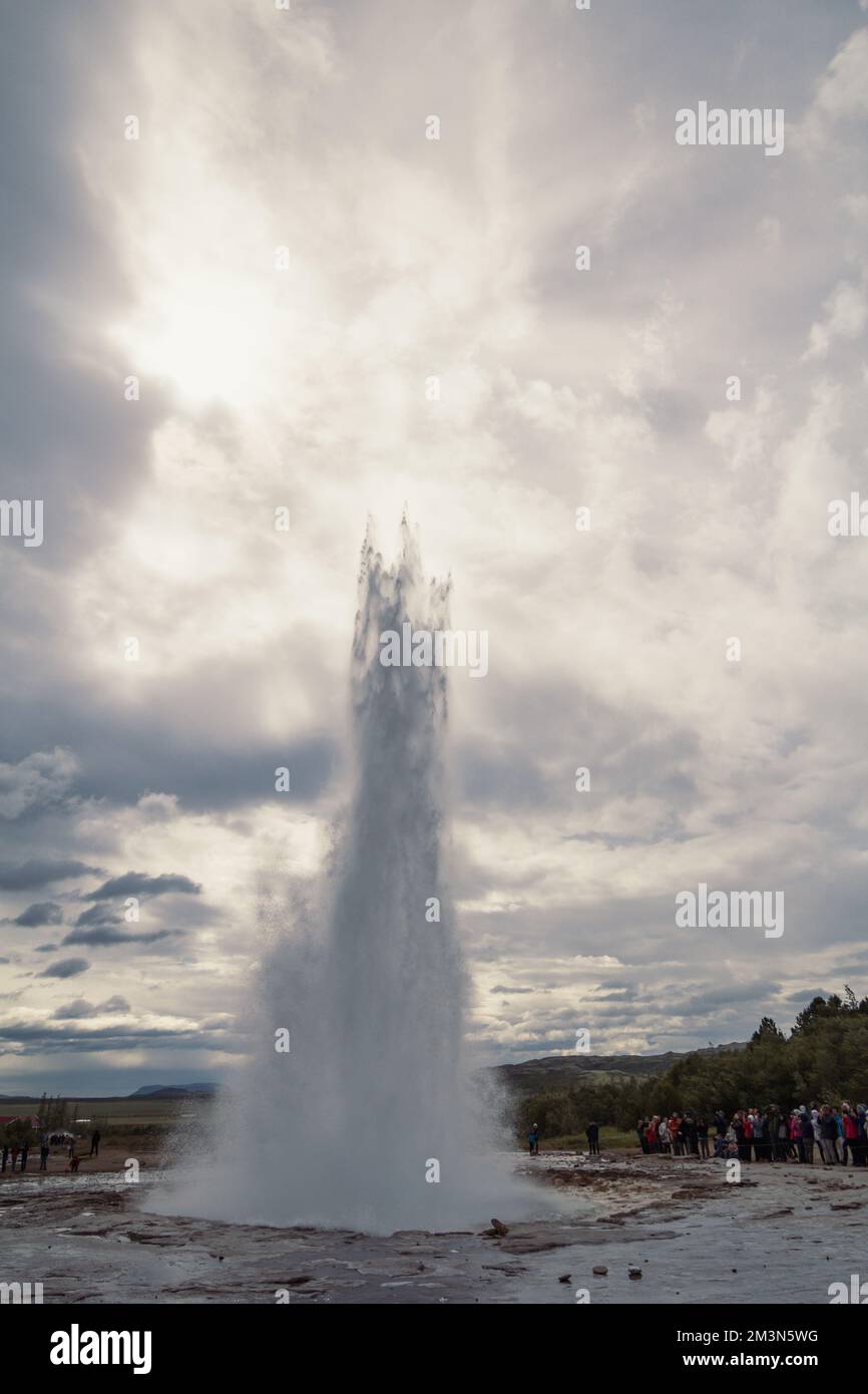 Thermal geyser eruption landscape photo Stock Photo - Alamy