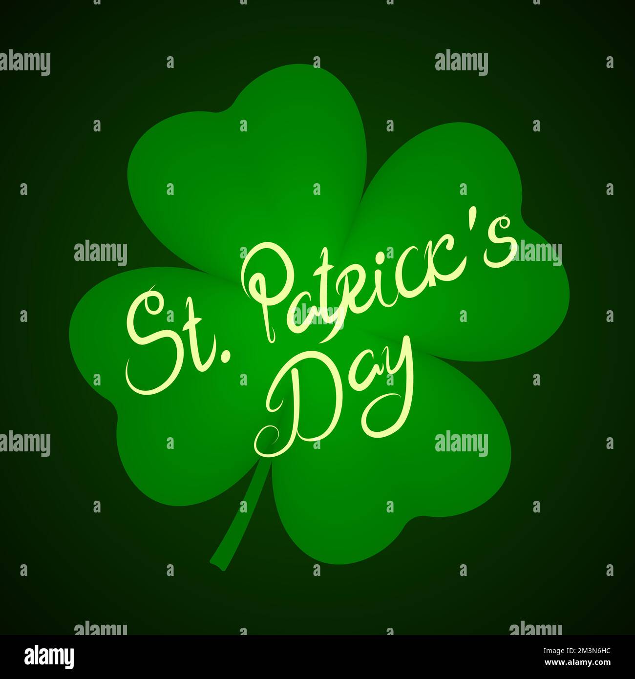 Four-leaf clover with ST PATRICKS DAY lettering. Vector. Stock Vector