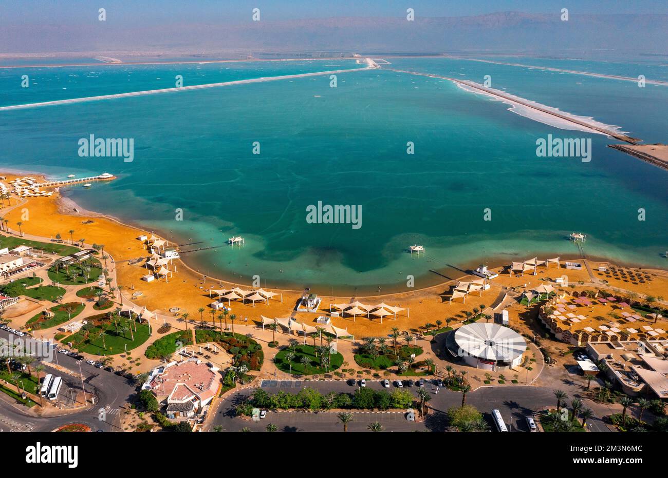 Aerial view on the resort area of the Dead Sea, Israel Stock Photo