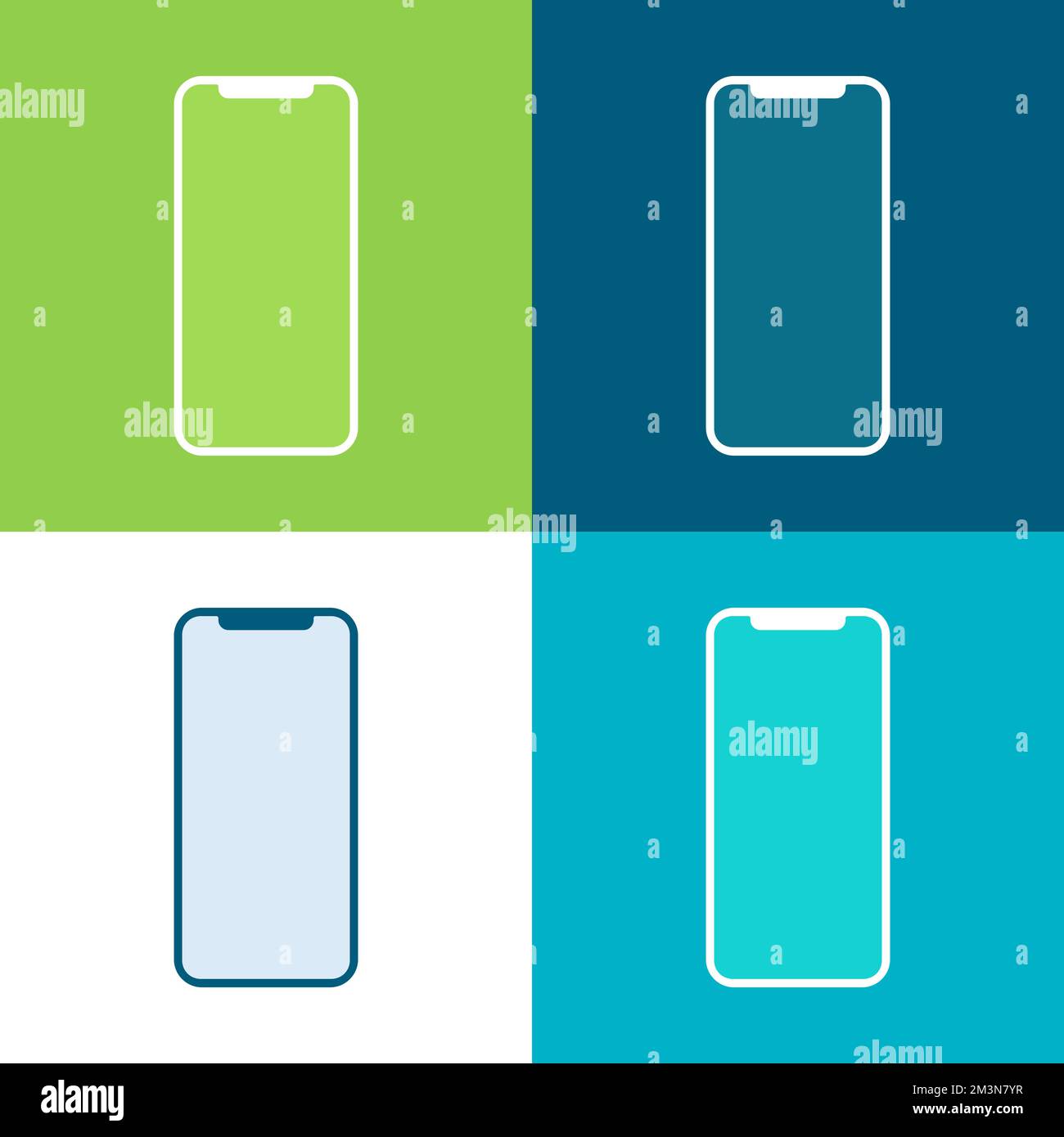 Smartphone icons. Mobile phone icon on different backgrounds. Cellphone screen vector illustration Stock Vector