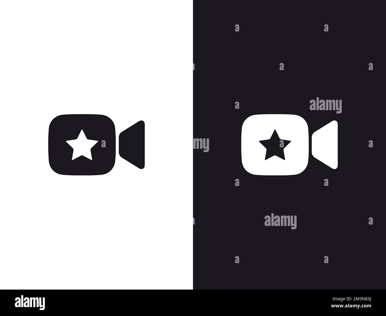 Favorite Video icon. Bookmark favorite video icon. Camera sign with star. Videomark symbol concept. VideoStar app logo concept. Vector illustration Stock Vector