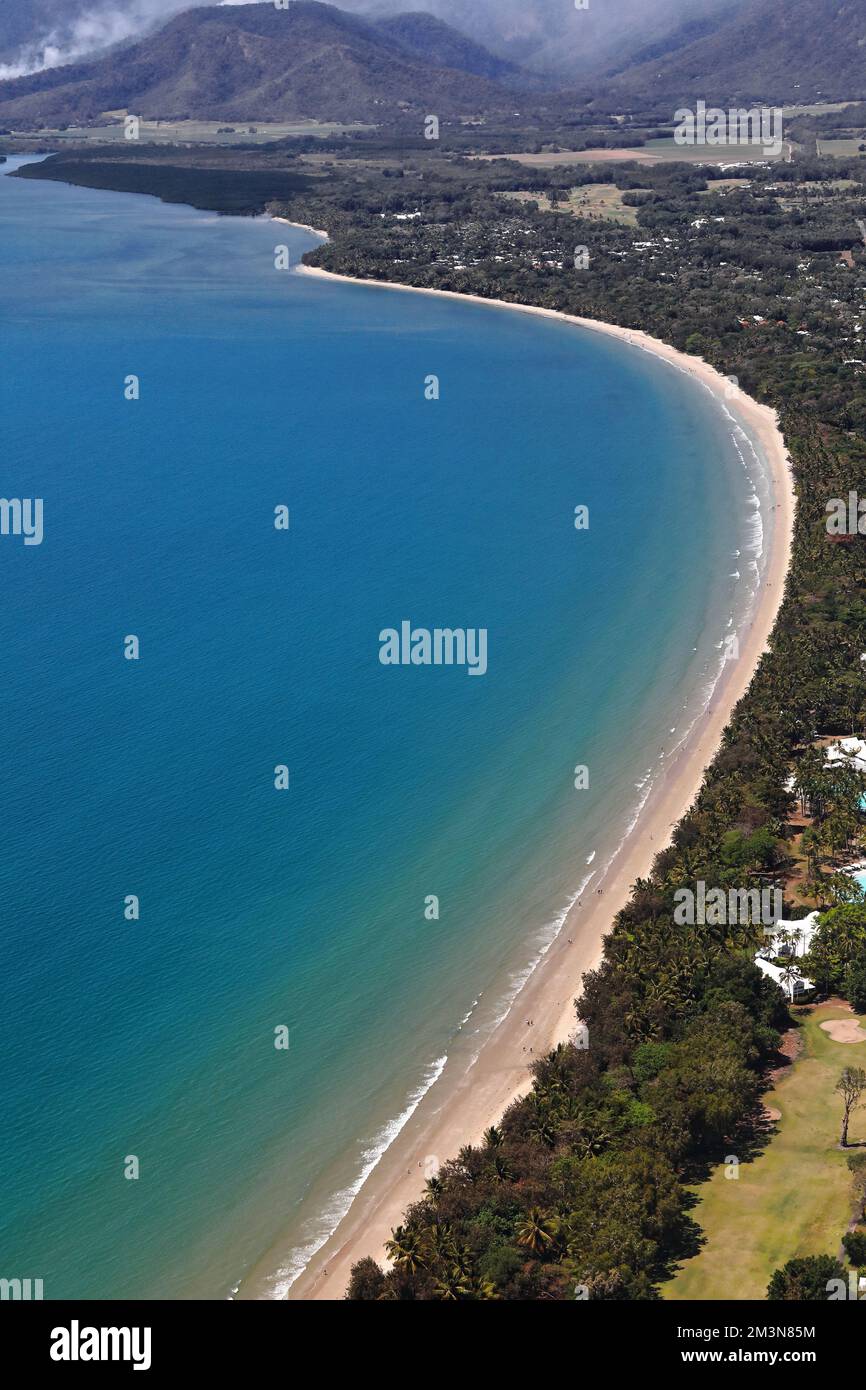 334 Aerial view of Four Mile Beach along the Port Douglas town waterfront. Queensland-Australia. Stock Photo