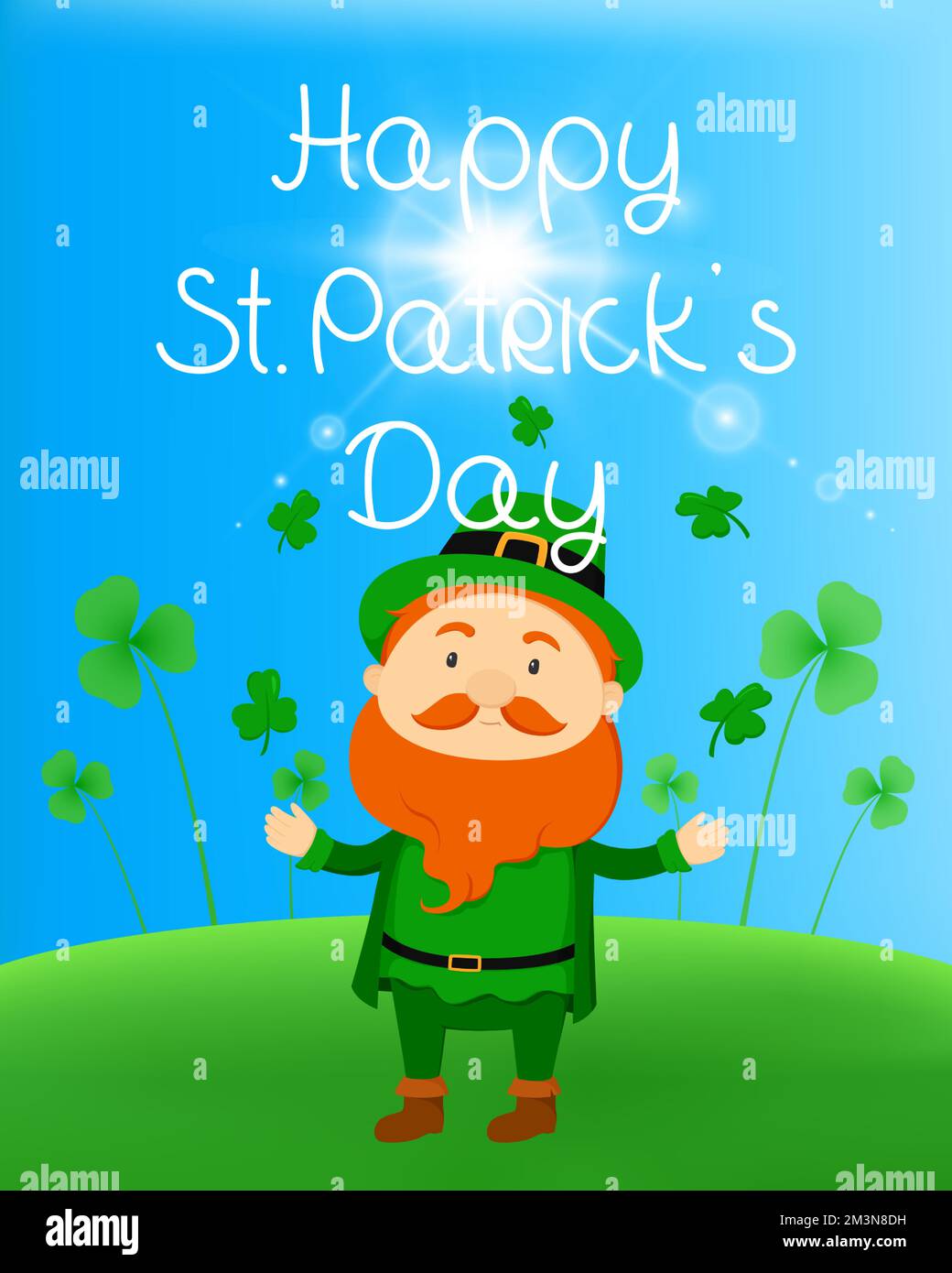 St. Patrick's Day poster with leprechaun. Vector illustration. Stock Vector