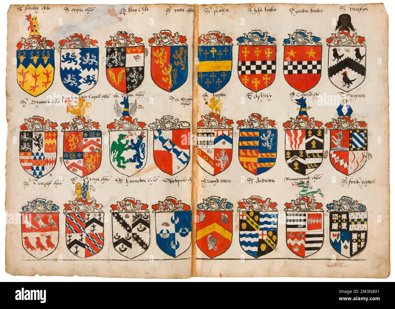 English Coats of Arms, mid-16th century, pubished by Johann Jakob Fugger Stock Photo