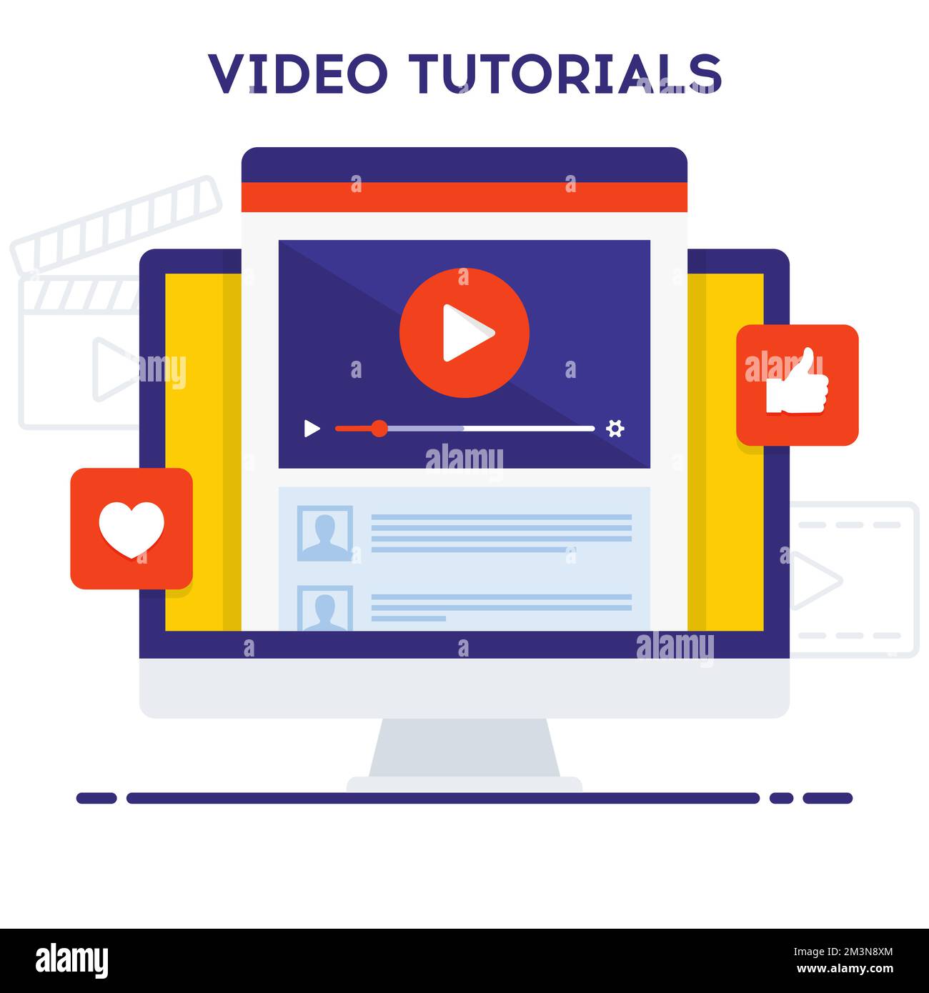 Video tutorials icon concept. Online webinar icon design. Study and learning background. Digital lesson illustration. Vector illustration Stock Vector