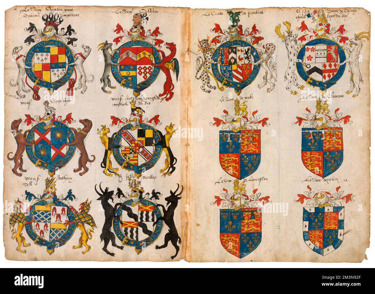 English Coats of Arms, mid-16th century, pubished by Johann Jakob Fugger Stock Photo