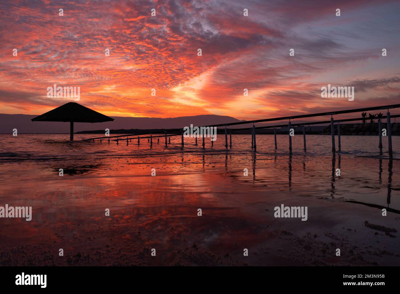 Scenic sunrise at the Dead Sea Stock Photo
