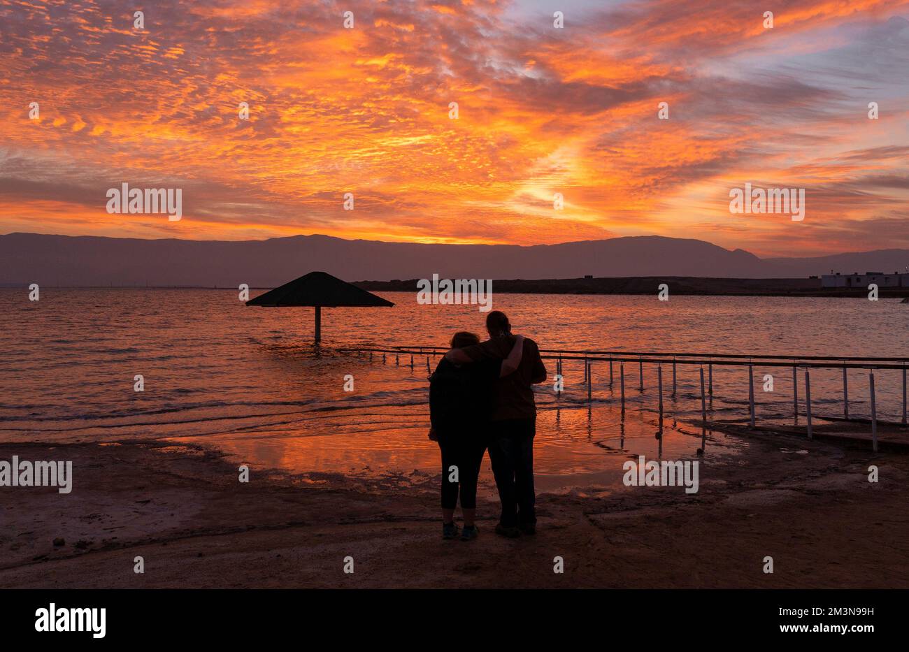 Scenic sunrise at the Dead Sea Stock Photo