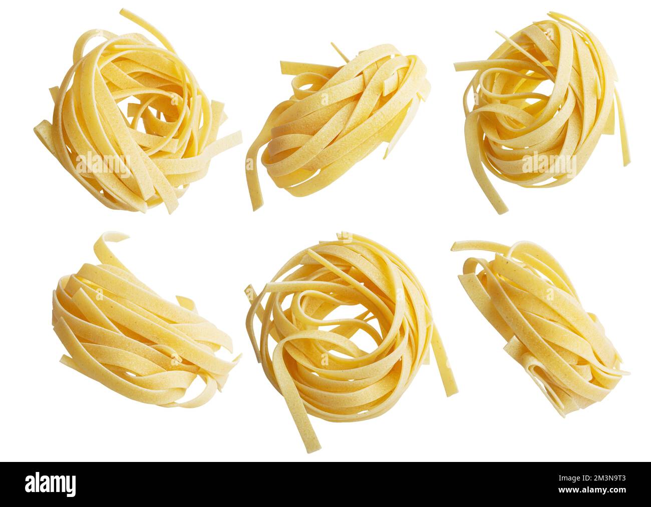 tagliatelli pasta on white background Stock Photo