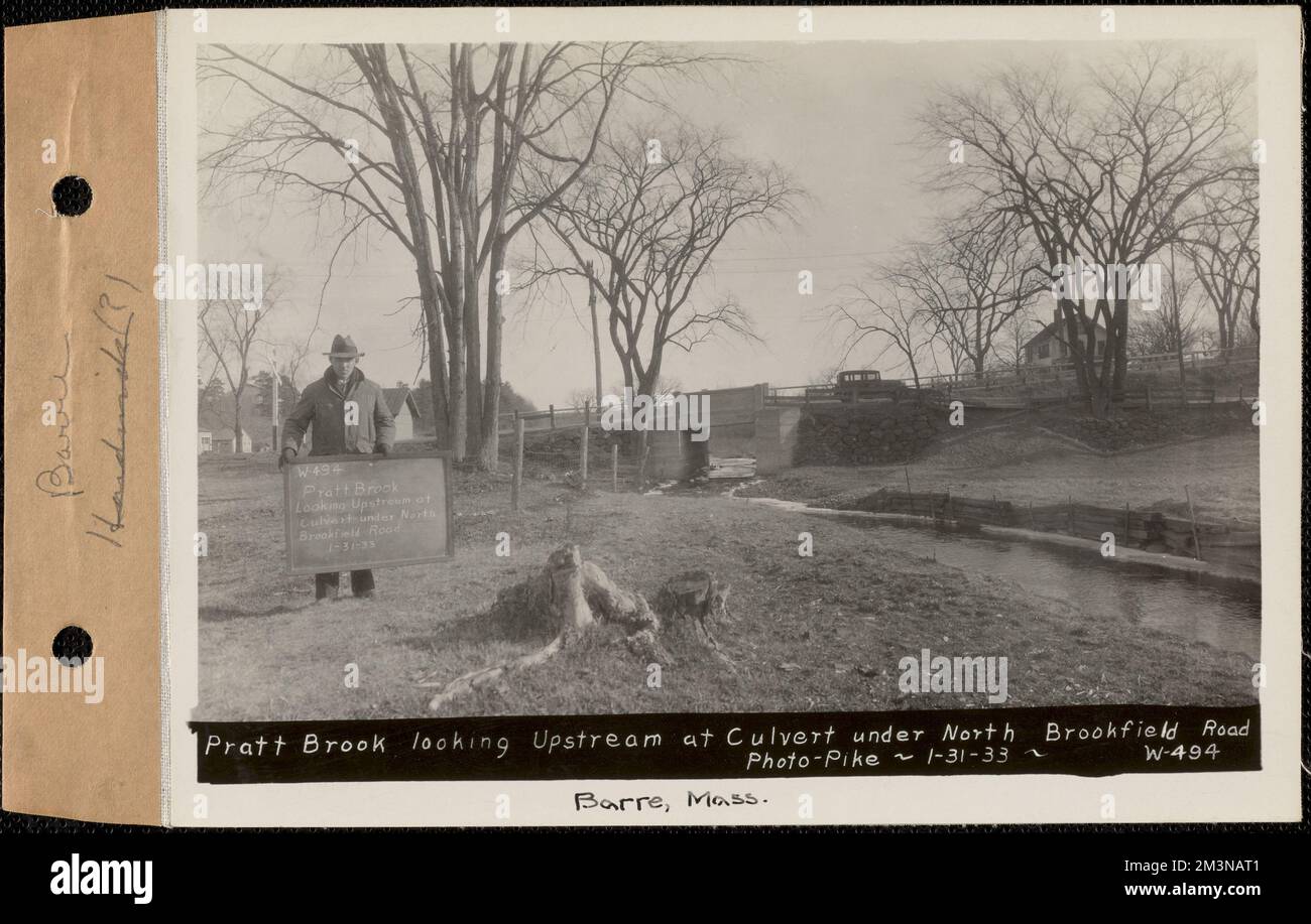 Pratt Brook, looking upstream at culvert under North Brookfield Road