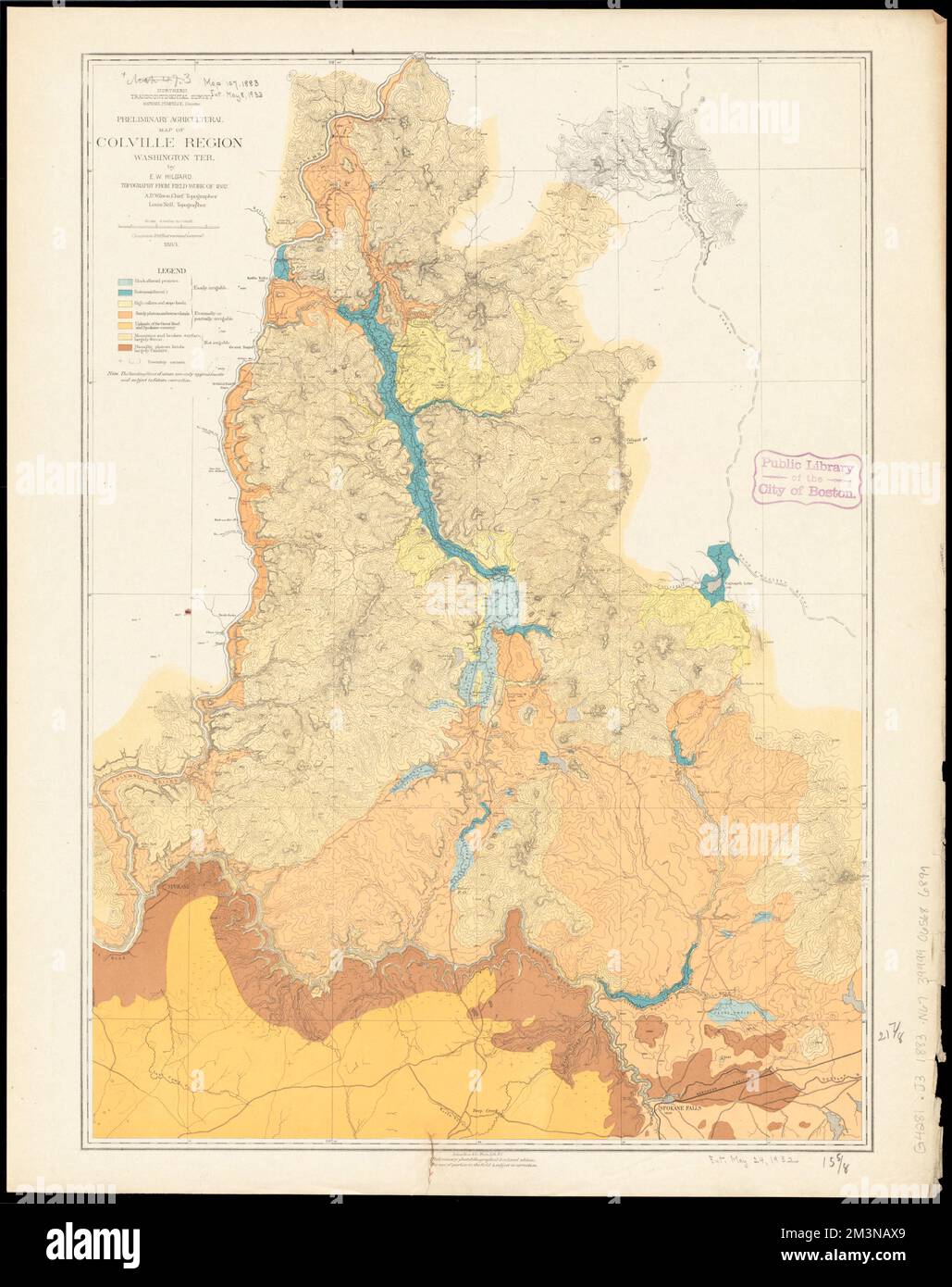Preliminary agricultural map of Colville Region, Washington Ter