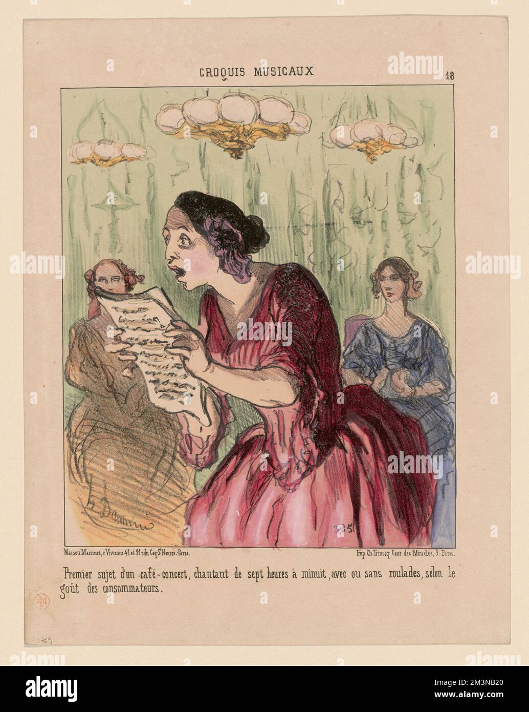 Premier sujet d'un café-concert, chantant.... Honoré Daumier (1808-1879). Lithographs Stock Photo
