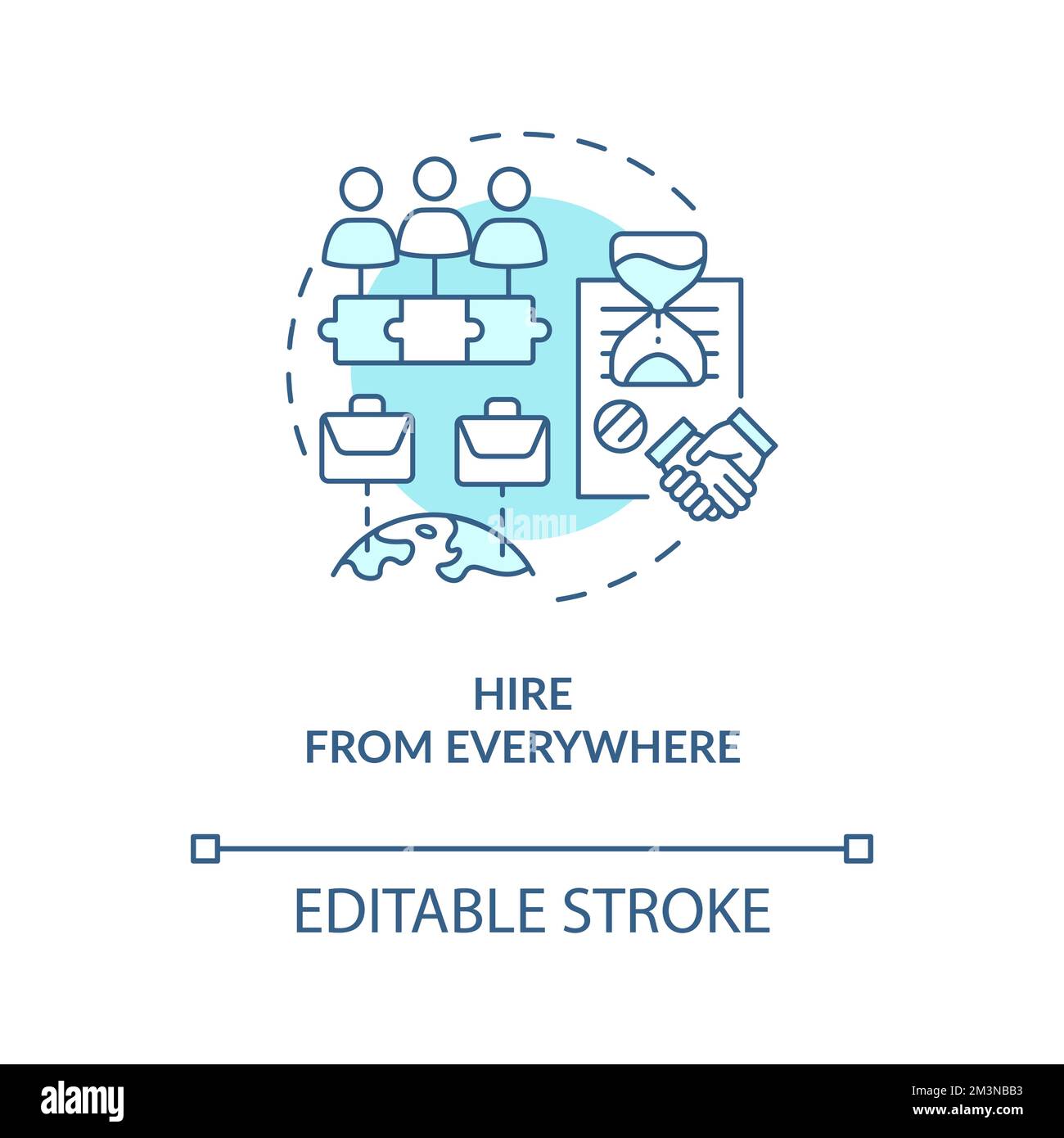 Hire from everywhere turquoise concept icon Stock Vector