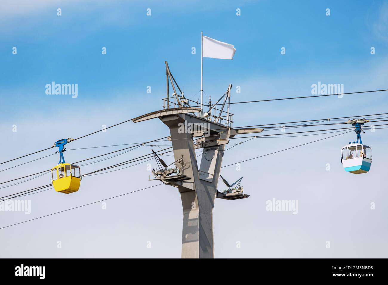 Cable car gondolas transporting tourists from station in Rheinpark in  Cologne, Germany. Sightseeing and attractions concept Stock Photo - Alamy