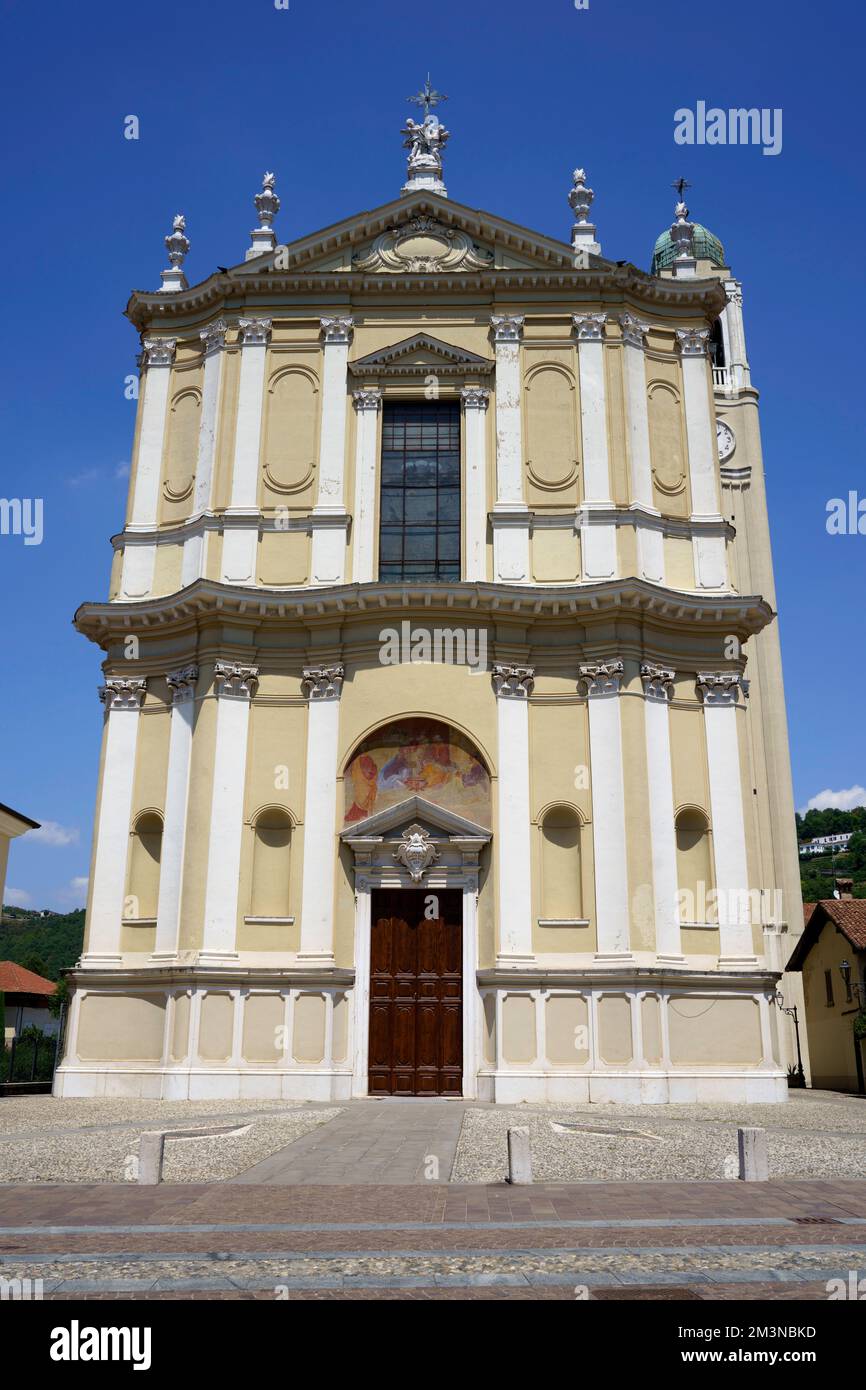 Facade of historic church at Coccaglio, in Brescia province, Lombardy, Italy Stock Photo