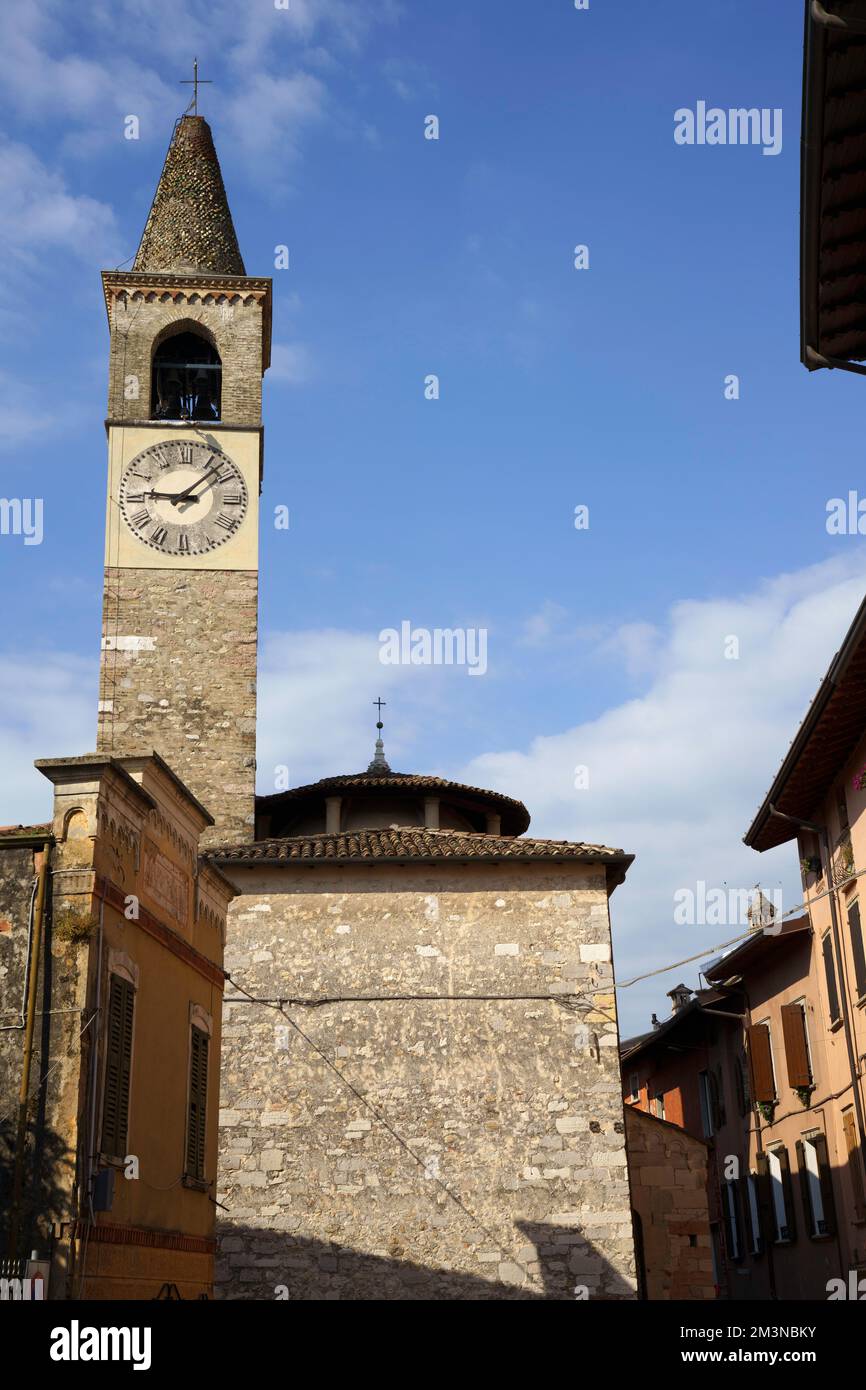 Historic church at Toscolano Maderno, in Brescia province, Lombardy, Italy, on the Garda lake Stock Photo