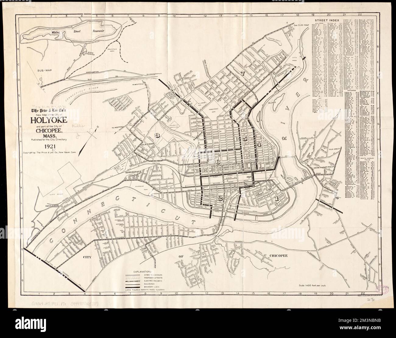 The Price & Lee Co's new map of the city of Holyoke and part of the city of Chicopee, Mass