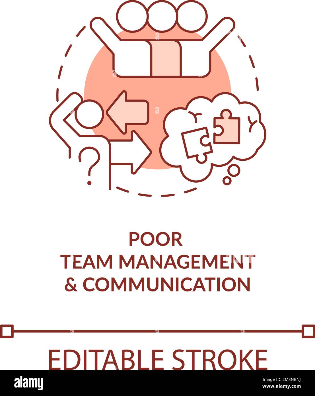 Poor team management and communication terracotta concept icon Stock Vector