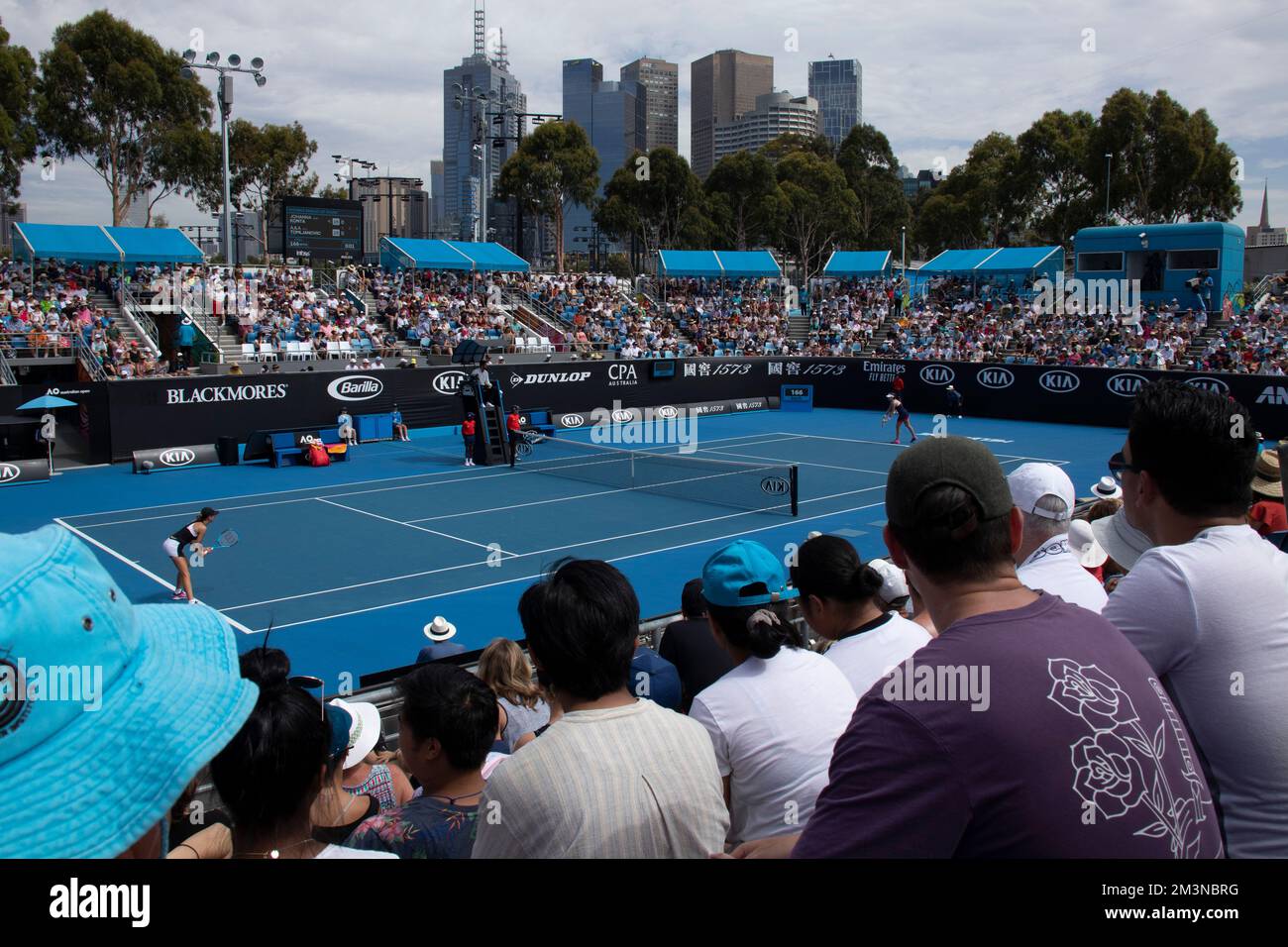 No 3 Court at Melbourne Grand Slam Tennis Tournament in January 2019 Stock Photo