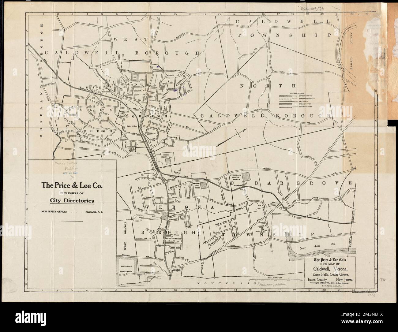 The Price & Lee Co's new map of Caldwell, Verona, Essex Fells, Cedar