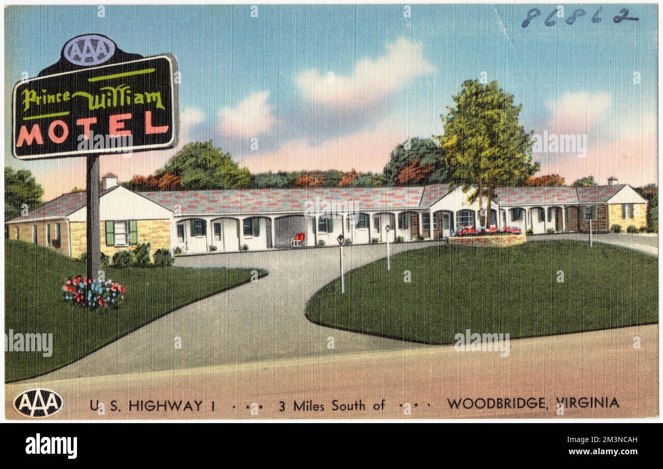 Prince William Motel, U.S. Highway 1... 3 miles south of... Woodbridge, Virginia , Motels, Tichnor Brothers Collection, postcards of the United States Stock Photo