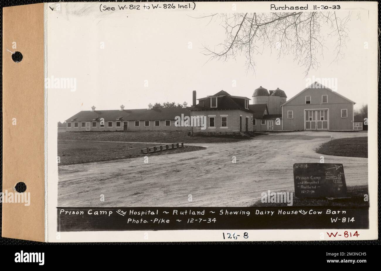 Prison Camp and Hospital, showing dairy house and cow barn, Rutland