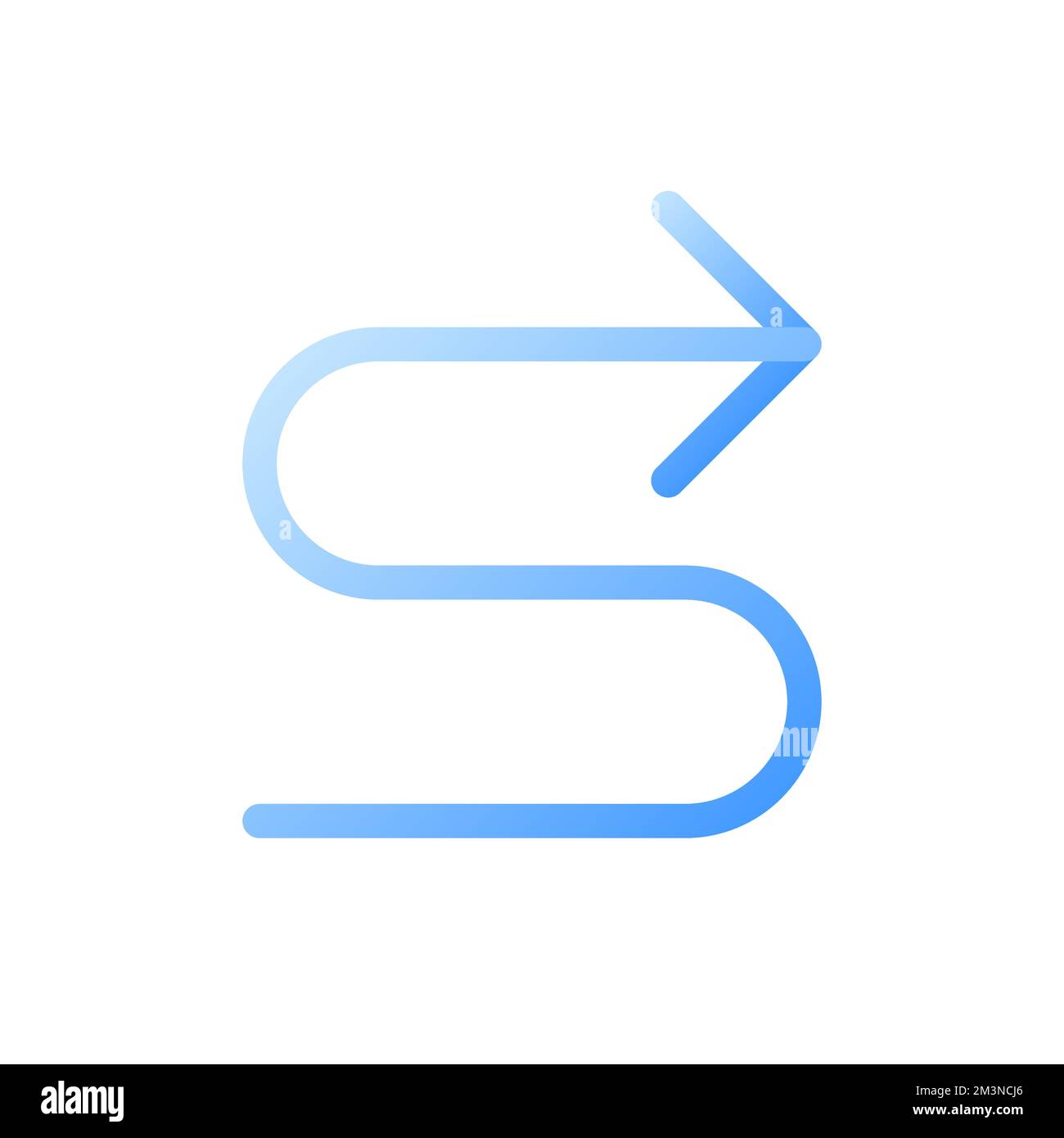 Right winding road arrow flat gradient two-color ui icon Stock Vector
