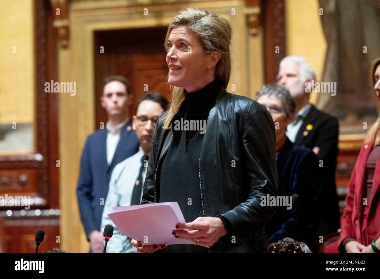 ATTENTION EDITORS: FOCUS COVERAGE, DISTRIBUTION REQUESTED TO BELGA Interior Minister Annelies Verlinden pictured during a plenary session of the Senate at the federal parliament, in Brussels, Friday 16 December 2022. BELGA PHOTO HATIM KAGHAT Credit: Belga News Agency/Alamy Live News Stock Photo