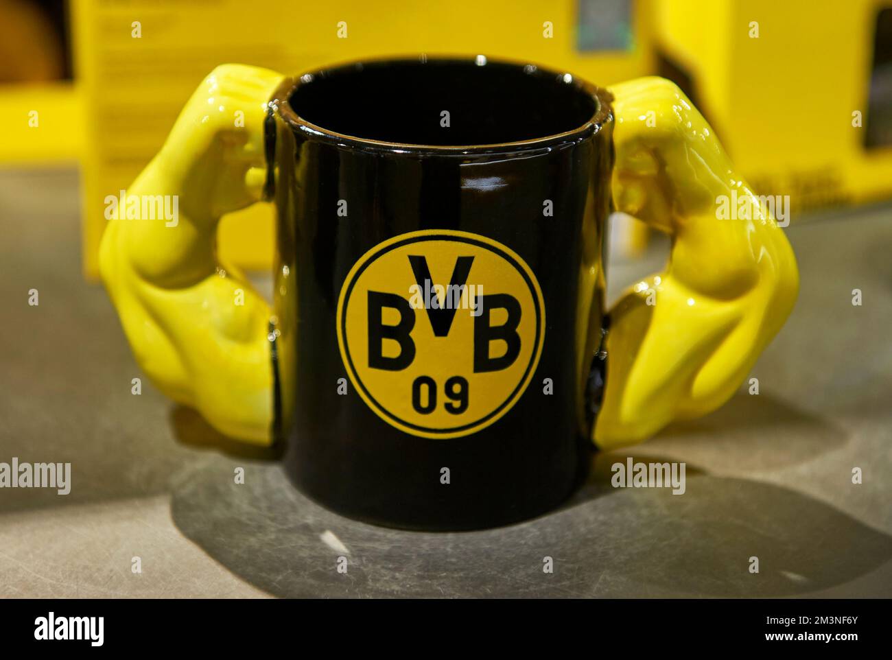 Visiting FC Borussia Dortmund fan shop Stock Photo
