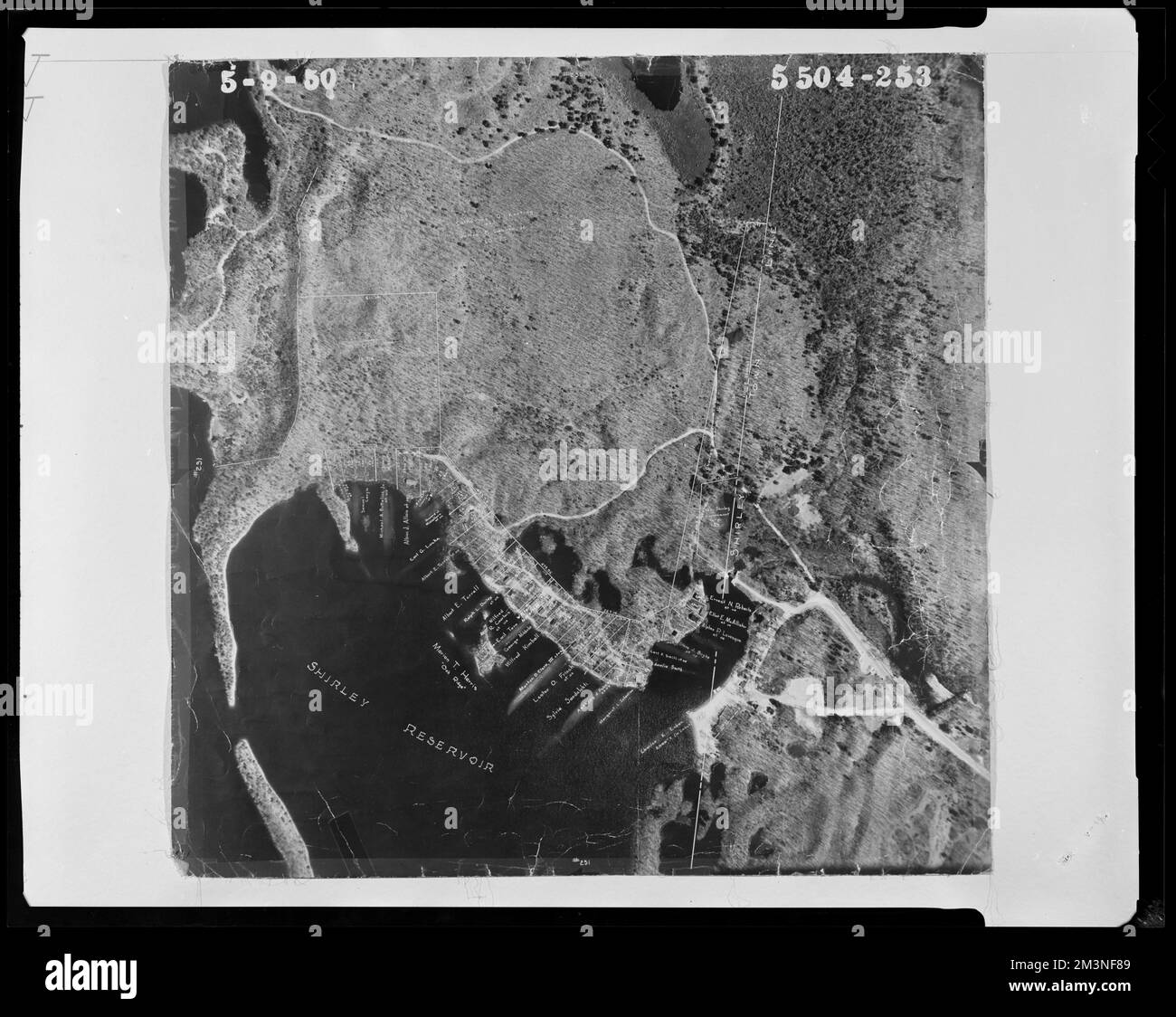 Properties near the eastern shoreline of the Shirley Reservoir and the