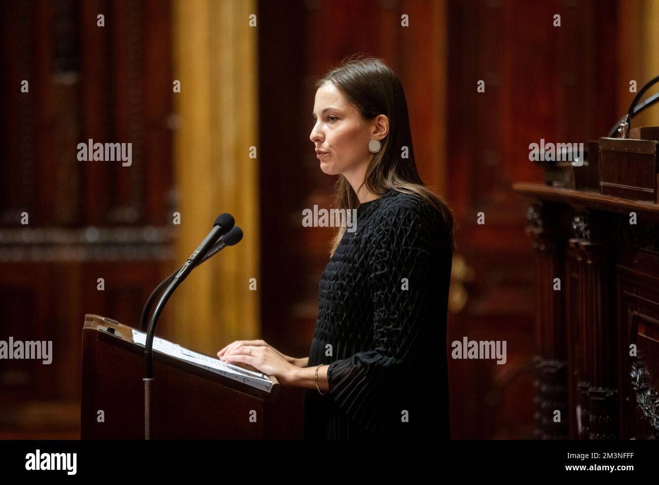 ATTENTION EDITORS: FOCUS COVERAGE, DISTRIBUTION REQUESTED TO BELGA Maud Vanwalleghem pictured during a plenary session of the Senate at the federal parliament, in Brussels, Friday 16 December 2022. BELGA PHOTO HATIM KAGHAT Credit: Belga News Agency/Alamy Live News Stock Photo