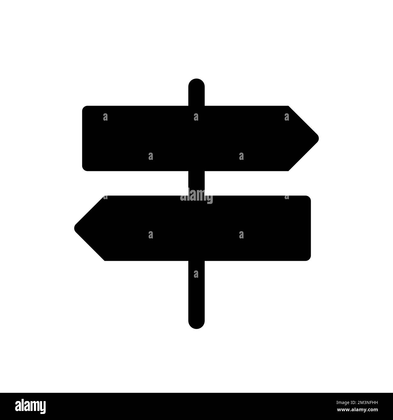 Signposts pointing in different directions black glyph ui icon Stock Vector