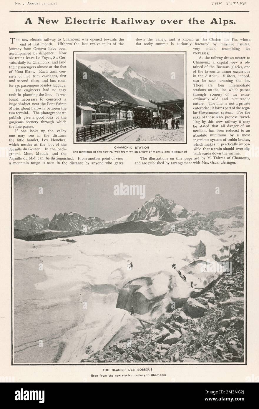The new electric railway to Chamonix which opened in July 1901. The photographs show the beautiful scenery through which the line passes.     Date: 1901 Stock Photo