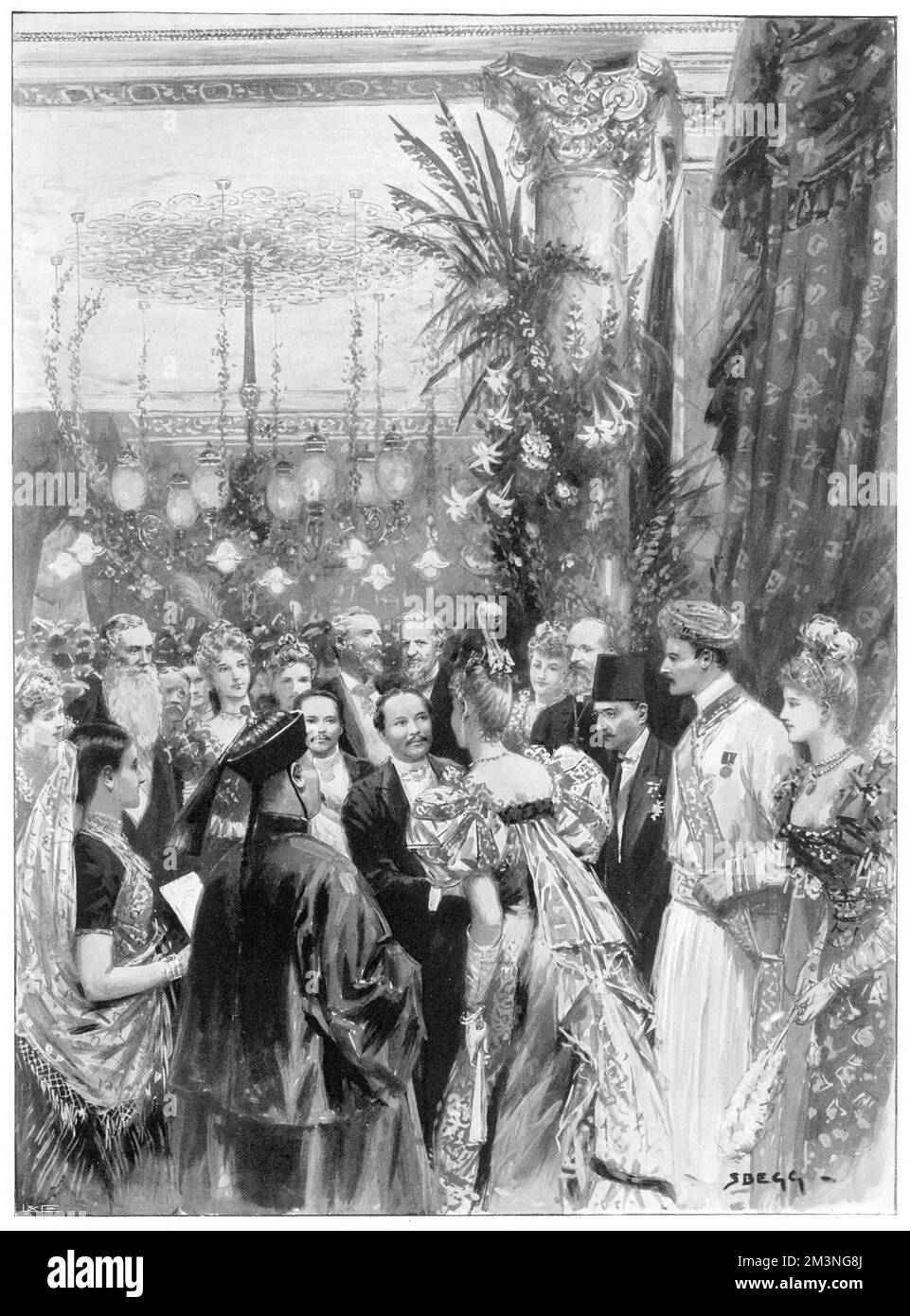The King of Siam, Rama V,  at the reception given in his honour at the Siamese Legation, Ashburn Place, South Kensington, London     Date: August 1897 Stock Photo