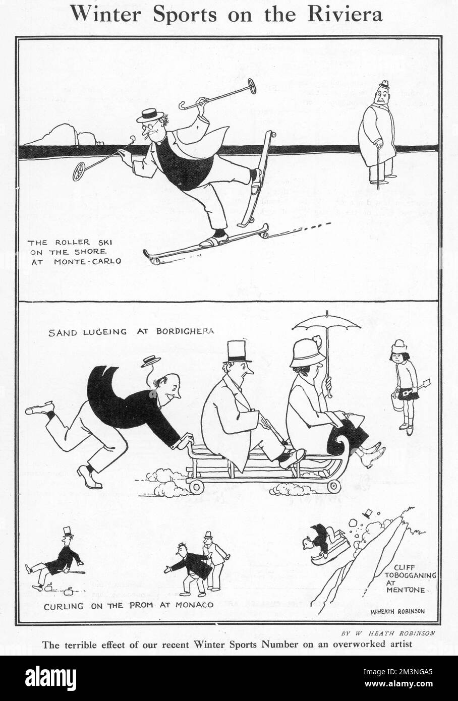 The terrible effect of our recent Winter Sports Number on an overworked artist.    Please note: Credit must appear as  Courtesy of the Estate of Mrs J.C.Robinson/Pollinger Ltd/ILN/Mary Evans     Date: 7th February 1923 Stock Photo