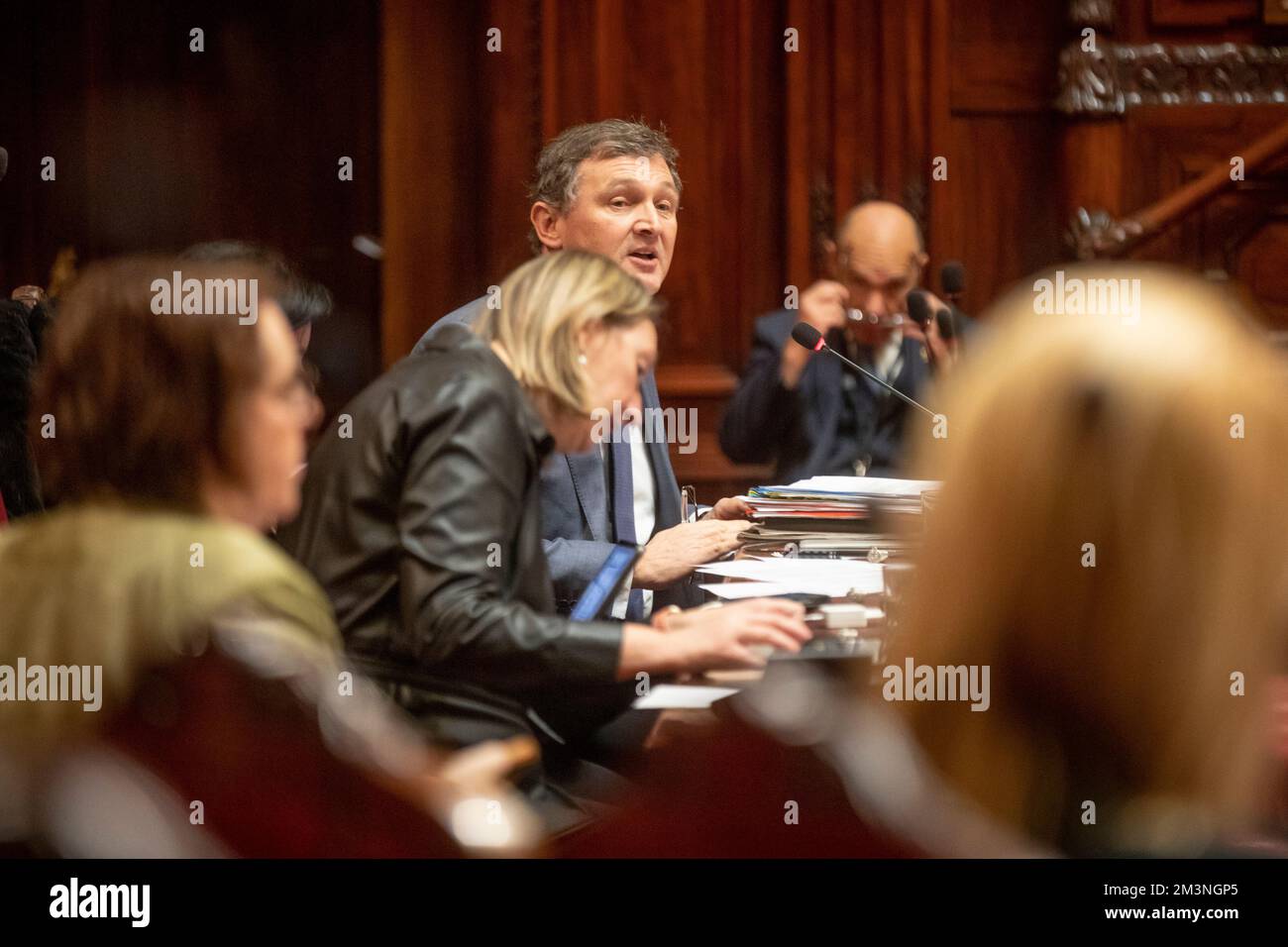 ATTENTION EDITORS: FOCUS COVERAGE, DISTRIBUTION REQUESTED TO BELGA Illustration picture shows a plenary session of the Senate at the federal parliament, in Brussels, Friday 16 December 2022. BELGA PHOTO HATIM KAGHAT Credit: Belga News Agency/Alamy Live News Stock Photo
