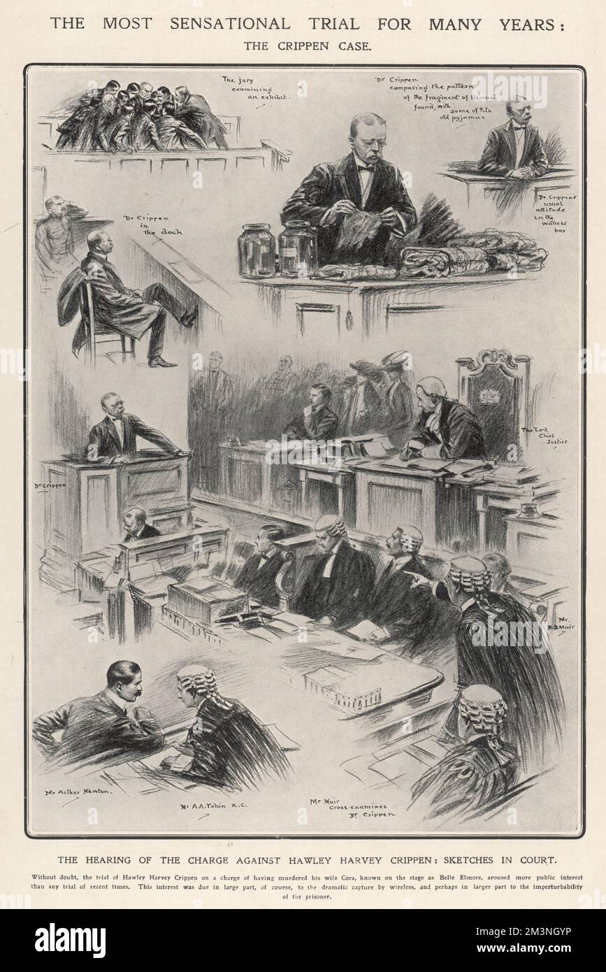 Sketches at the Crippen trial Stock Photo