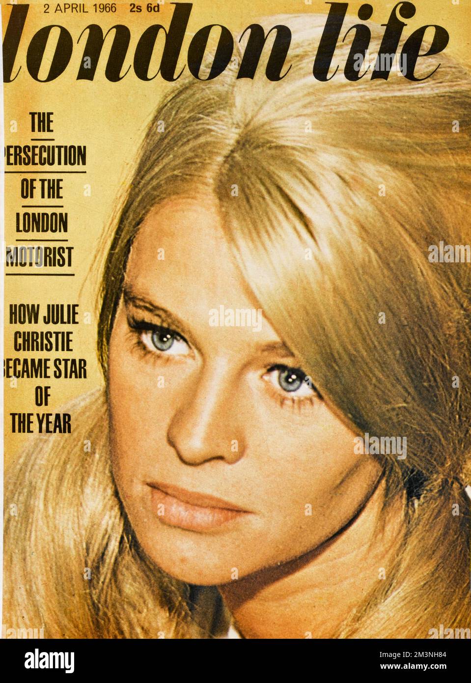 Front cover of the impossibly groovy London Life magazine which ran for just two years between 1965 and 1966 but chronicled the life and times of swinging sixties London.  Here, actress Julie Christie is its cover girl.     Date: 1966 Stock Photo