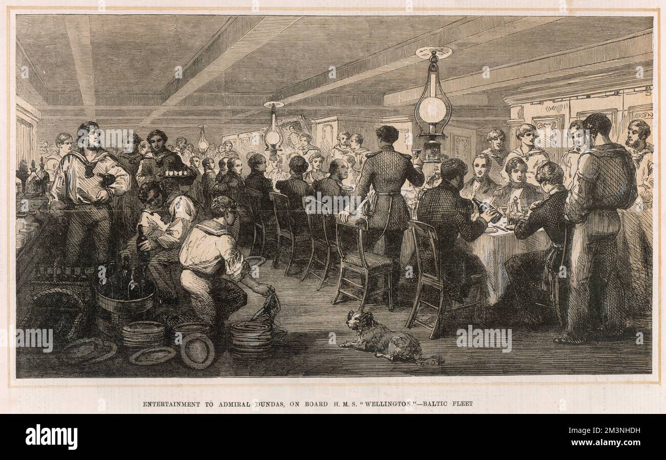 Entertainment to Admiral Dundas, on board H.M.S Wellington of the Baltic Fleet.     Date: 1856 Stock Photo