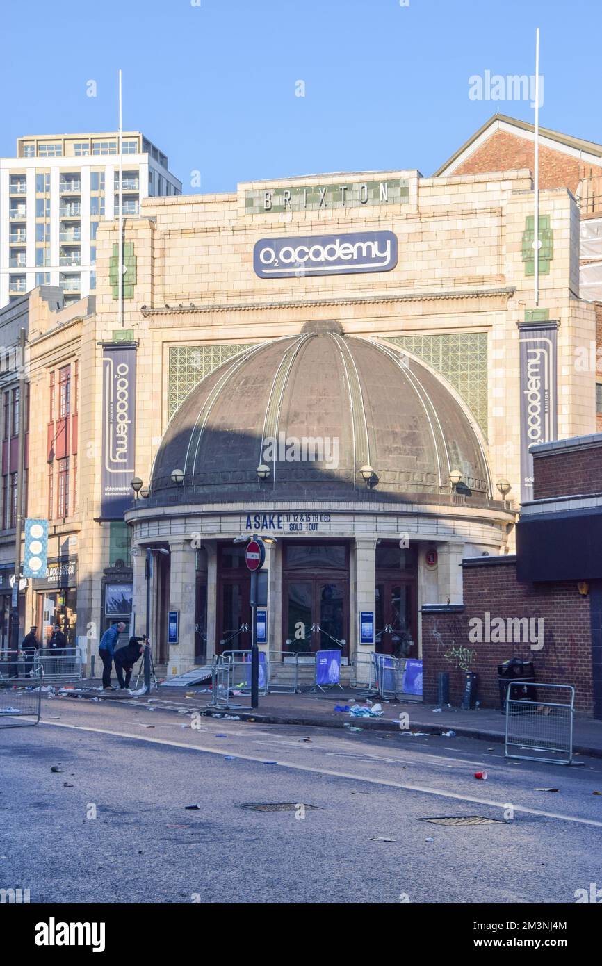 London, England, UK. 16th Dec, 2022. Exterior view of the O2 Academy Brixton on the morning