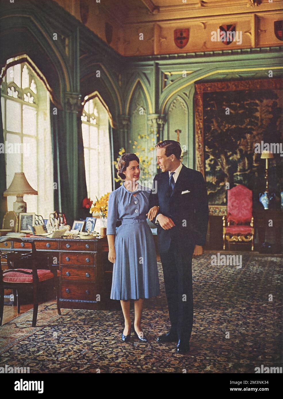 Princess Margaret Poses With Her Fiance Anthony Armstrong Jones At The Royal Lodge Windsor