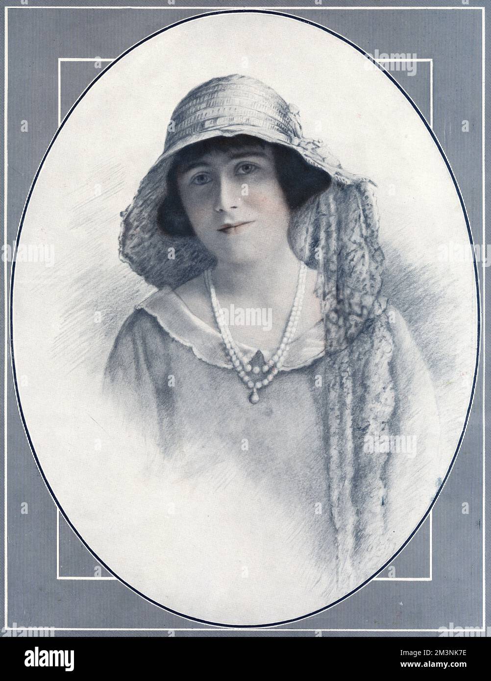 Lady Elizabeth Angela Margeurite Bowes-Lyon (1900-2002), Duchess of York, later Queen Elizabeth, the Queen Mother, portrayed in a special portrait by C. Vandyk to celebrate her marriage to Prince Albert, Duke of York on 26 April 1923 at Westminster Abbey,     Date: 1923 Stock Photo