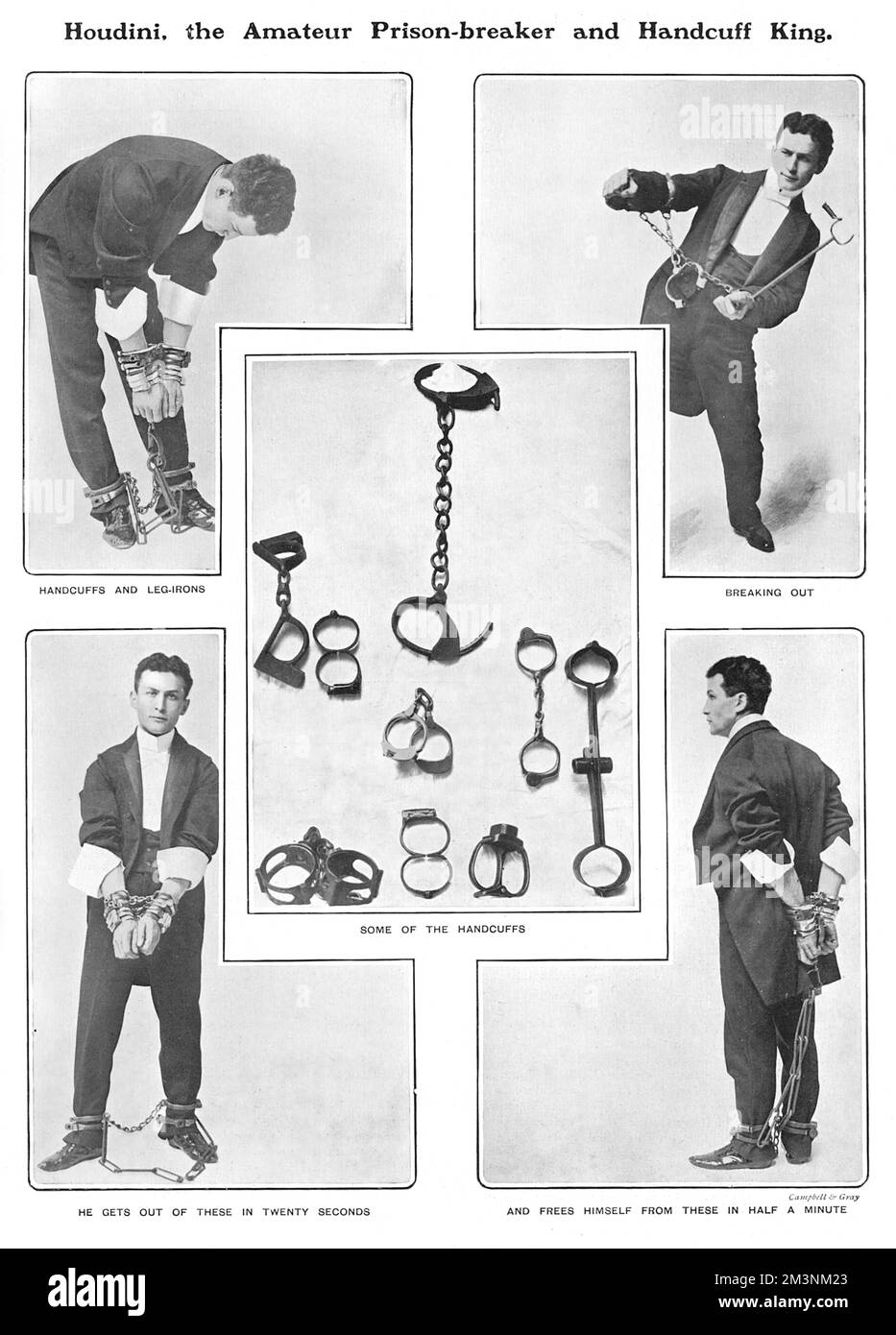 Harry Houdini 1874 1926 In A Sequence Of Photographs Escaping From Harry Houdini 1874 1926 In A Sequence Of Photographs Escaping From