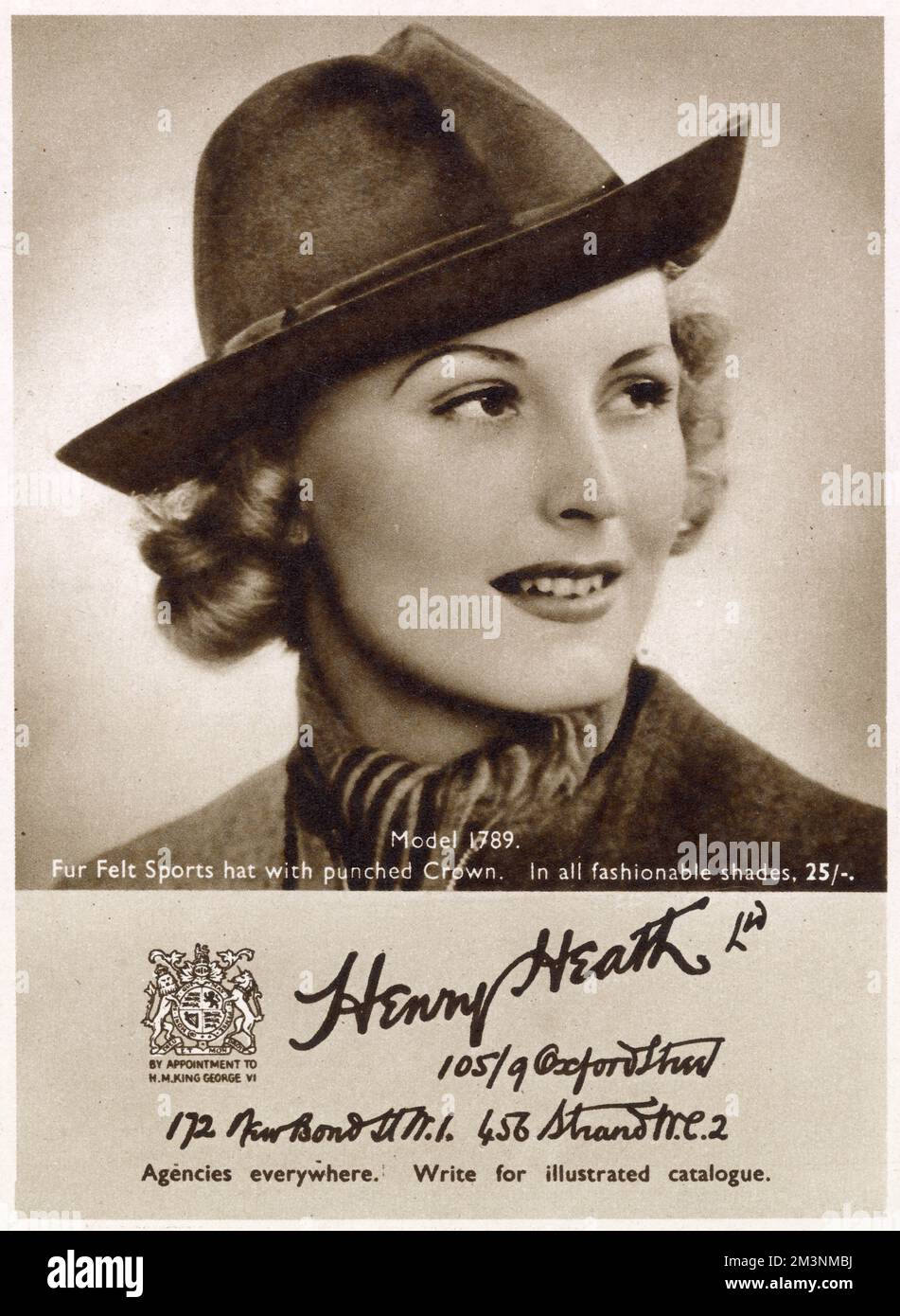 Woman wearing felt homburg hat. Stock Photo