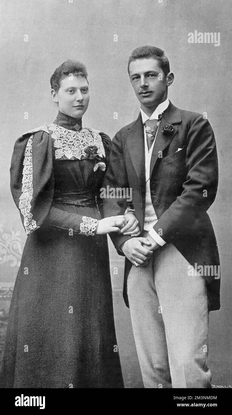 Princess Louise of Denmark (Louise Caroline Josephine Sophie Thyra Olga) (17 February 1875  4 April 1906)  third child and oldest daughter of Frederick VIII of Denmark and his wife, Princess Louise of Sweden and Norway.  Pictured with her husband, Prince Friedrich of Schaumburg-Lippe who she married in May 1896.         Date: 1896 Stock Photo