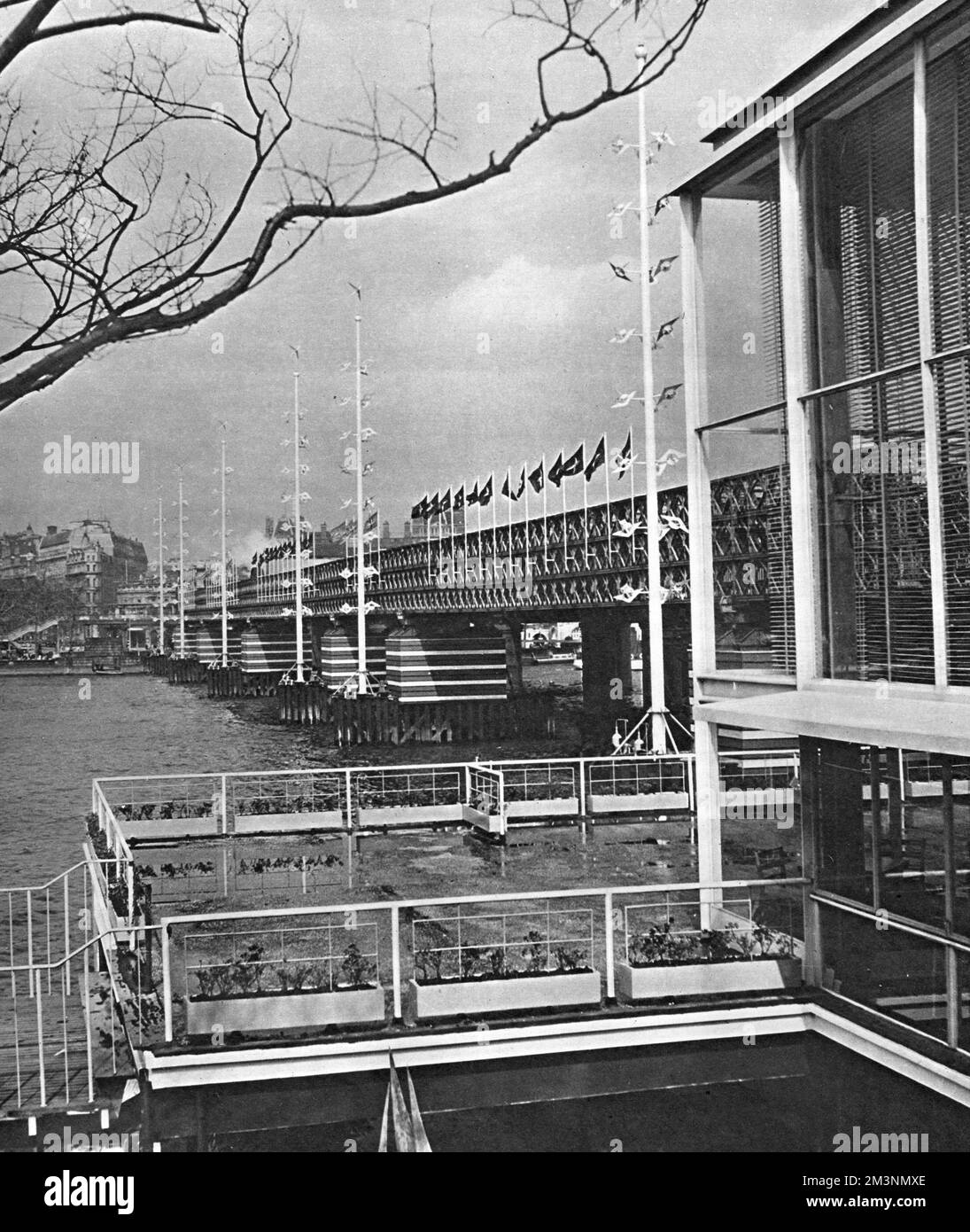 View of the Bailey Bridge, Festival of Britain site, London Stock Photo